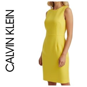 Calvin Klein Chartreuse Sleeveless Scuba Sheath Dress Size 6 NWOT